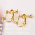 Coppia di clip per orecchini regolabili in oro per componenti per gioielli fai-da-te - Orecchini a clip a vite / Set da 6 / Oro
