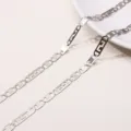 Cadena de acero inoxidable plateado con eslabones en forma de Z para joyería artesanal - Estilo de Eslabón Rectangular de Patrón Z / 1m/Paquete / Plateado