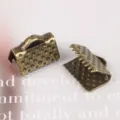 Capocorda in bronzo antico con denti per progetti di gioielli fai da te fatti a mano - Terminali per Nastri / 10 Pezzi/Pacco / Bronzo
