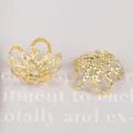 Copriperla a fiore dorato intrecciato per gioielli e accessori per capelli - ricettacolo floreale / 100 Pezzi/Pacchetto / Oro