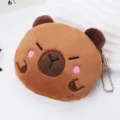 Close-up of a cute plush capybara coin purse showing its soft texture and embroidery - Red Cheeks Style