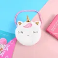 Süße weiße Plüsch Einhorn Umhängetasche mit goldenem Horn und rosa Riemen für Mädchen - Weiß