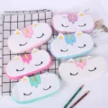 Set di astucci in peluche unicorno colorati con dolci volti a cartoni animati ricamati - Multicolore