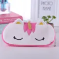 Astuccio per matite unicorno in peluche carino in rosa e bianco per le ragazze - Oro Rosa