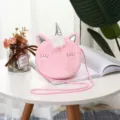 Süße rosa Plüsch-Einhorn-Umhängetasche für Mädchen mit einem glänzenden silbernen Horn - Rosa