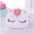 Simpatico mini portamonete in peluche a forma di unicorno con corno dorato e catena - Rosso rosa