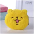 Portamonete in peluche giallo per bambini, custodia morbida per cuffie e cavi dati - Orso Giallo / Giallo