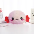 Simpatico portamonete in peluche axolotl con pelliccia sfumata rosa e bianca - Oro Rosa Arcobaleno