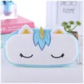 Simpatico astuccio per matite in peluche a forma di unicorno, borsa per cancelleria - Blu Oro