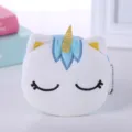 Adorabile mini portamonete unicorno in peluche bianco e blu con corno glitterato - Celeste