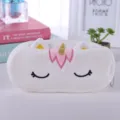 Astuccio unicorno in peluche bianco con corno dorato e dettagli glitterati per studenti - Bianco