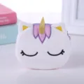 Mini portamonete in peluche a forma di unicorno e custodia per auricolari per bambini - Viola chiaro