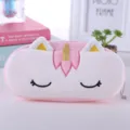 Astuccio per matite unicorno in peluche rosa per bambine, bustina di cancelleria - Rosa