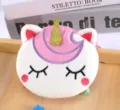Mini portamonete a forma di unicorno in peluche rosa e bianco per bambini e cuffie - Corno Grande Viola