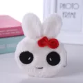 Adorabile portamonete in peluche a forma di coniglio bianco con fiocco rosso decorativo - Coniglio di Peluche / Bianco