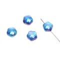Blue iridescent UV plated flower-shaped acrylic beads for DIY jewelry making accessories - Sapphire Blue
