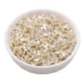 White 7-8mm acrylic pearl flower beads with gold rings for DIY jewelry making charms - Four-Petal Flower (7mm) / 5 Pieces/Pack / Solid Color AB