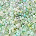 Assorted mint green mixed glass beads and pearls for DIY jewelry crafts - 1.5-8mm, 10g/Pack / Light Green Series (48#)