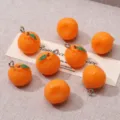 Colgantes de naranja 3D realistas en miniatura de resina para joyería artesanal DIY - Estilo de Lazo Colgante / 14x14mm (1 Pieza) / Naranja