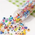 Vibrant multicolor resin evil eye flat round beads for DIY bracelet jewelry making - Flat Round Evil Eye (Approx 4mm Thick) / 6mm (25 Pieces/Pack) / Random Mixed Colors