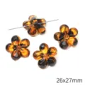 DIY-Acrylperlen mit Leopardenmuster, bernsteinfarbenes Schildpatt-Design, 26x27mm - Facettierte Fünfblättrige Blume (BSD943) / 2 Stück/Set
