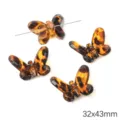 Große Acrylperlen Schmetterling mit Leopardenmuster 32x43mm für DIY handgemachten Schmuck - Facettierter Schmetterling (BSD943) / 2 Stück/Set