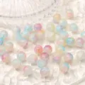 Perles en verre 10mm effet éclaté aquarelle pour fabrication bijoux DIY - 10mm / 10 Pièces/Paquet / Couleur 14 (Mélange Macaron Multicolore)