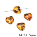 Acryl-Herzperlen 14x14,7mm mit Schildpatt-Leopardenmuster für DIY-Schmuckherstellung - Herz (BSD943) / 5 Stück