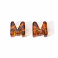 Acryl-Buchstabenperle M in Bernstein-Schildpatt-Optik für DIY-Schmuck und Ketten - Buchstabe M (BSD952)