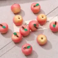 Mini cuentas de manzana roja de resina para hacer joyas DIY y suministros de artesanía - Estilo de Agujero Pasante / 14x15mm (1 Pieza/Paquete) / Manzana Rosa