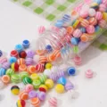 Colorful rainbow striped resin round beads for DIY jewelry making and handmade crafts - Striped Round Beads 6mm Hole 1.5mm Solid Colors Random Mix 25 Pcs/Pack