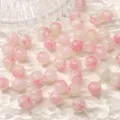 Perles rondes en verre craquelé rose 10 mm pour création de bijoux DIY et bracelets - 10mm / 10 Pièces/Paquet / Couleur 19 (Motif Craquelé Rose)