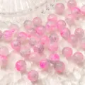 Perles en verre craquelé rose et blanc 10mm pour création de bijoux faits main DIY - 10mm / 10 Pièces/Paquet / Couleur 21 (Motif Glace Craquelée Rose-Blanc)