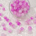 Jolies perles en verre mouchetées rose et violet de 10 mm pour la création de bijoux - 10mm / 10 Pièces/Paquet / Couleur 22 (Rose/Violet Bicolore Craquelé)
