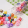Colorful resin rainbow striped round beads for DIY bracelet jewelry making kits - Striped Round Beads - 10mm, 2mm Hole, Transparent Mixed Colors, 25 Pieces