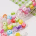 Colorful rainbow striped resin beads for DIY handmade bracelets jewelry accessories - Striped Round Beads, 12mm, 2.5mm Hole, Transparent Random Mixed Colors, 25 Pcs/Pack