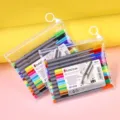 Set of 12 vibrant colored fineliners stored in a transparent portable zipper pouch - Bagged (ST-1216) / Twelve Colors
