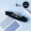 Nastro correttore ricaricabile nero ad alta capacità 8m x 5mm per studenti e ufficio - Confezione Singola / Nero Opaco