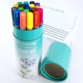 18-piece set of washable watercolor pens in a teal cylindrical eco-friendly container - 18 Colors