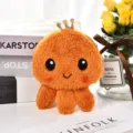 Simpatico portamonete in peluche a forma di polpo arancione con corona dorata e tessuto - Arancione