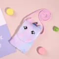 Adorable plush unicorn crossbody bag with soft purple and pink faux fur for kids and toddlers - Light Purple