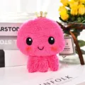 Simpatico portamonete in peluche di polpo rosa con corona d'oro per auricolari - Stile Rosa Rosso