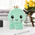 Simpatico portamonete in peluche a forma di polpo verde menta con corona d'oro per riporre - Verde