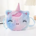 Borsa a tracolla unicorno in peluche per bambini in morbide tonalità rosa e blu - Blu Sfumato