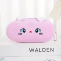 Astuccio per matite a forma di gatto in peluche rosa con ricamo e grande capacità - Viola chiaro