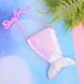 Iridescente roze zeemeerminstaart mini crossbody tas met pailletten voor kinderen - Roze