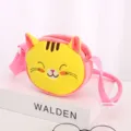 Simpatica borsa a tracolla in peluche gatto per bambini in rosa e giallo - Gatto giallo