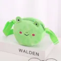 Simpatica borsa a tracolla rotonda in peluche rana verde per neonati e bambini - Rana