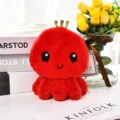 Roter Plüsch Oktopus Geldbeutel mit süßer Krone Dekoration für Kopfhöreraufbewahrung - Rot