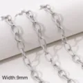9mm wide stainless steel twisted link chain for handmade jewelry DIY accessories - Threaded Flat Cross Chain (#14)